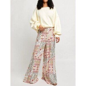FINAL SALE‼️ NWT Free People Printed Wide Leg Flare Pants